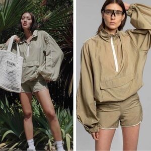 Frankie Shop Khaki Lodus Windbreaker Pullover Jacket